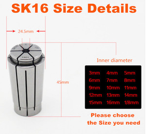 Оптовая продажа, цанги Sk16 Sk10 Для CNC, оптовая продажа, SK цанги Sk16 3 мм 4 мм 5 мм 6 мм 7 мм 8 мм 9 мм 10 мм 11 мм 12 мм 13 мм 14 мм - Product Image 4