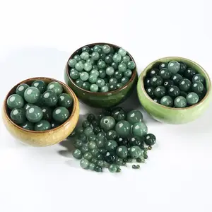 Wholesale 8mm round A cargo gemstone accessories natural oil green emerald ice jade beads for DIY jewelry
