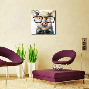 Amazon Hot-selling Cute Pig with Glasses Paintings Cuadro Abstracto Sobre Lienzo Pintado Arte Moderna Decoración por Hogar Salon - Product Image 3