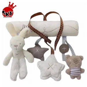 长耳毛绒兔子玩具活动婴儿床婴儿车玩具婴儿挂兔子星形玩具为孩子婴儿