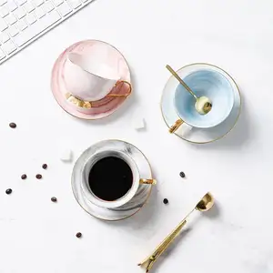 Nordic marmo tazza di <span class=keywords><strong>caffè</strong></span> e piattino set <span class=keywords><strong>coppia</strong></span> creativa tazza e salsa Inglese del pomeriggio tazza di tè rosso personalizzato - Product Image 1