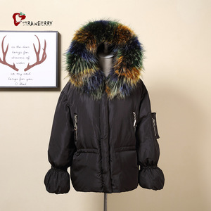 Alibaba China mujeres ropa de invierno estilo europeo abajo mapache chaqueta - Product Image 4