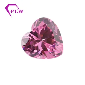 China Loose Gemstones Manufacturer Hot Sale Pink Color Heart Cut Shape Synthetic Cubic Zirconia Stones