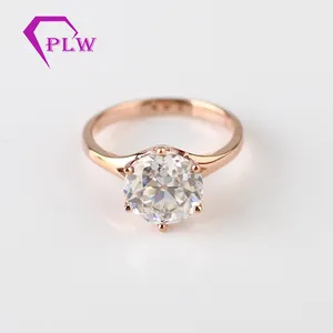 1.5กะรัต7.5มม. เก่ายุโรปตัดรอบ Moissanite เพชร14K กุหลาบทองแหวน Solitaire สำหรับงานแต่งงาน