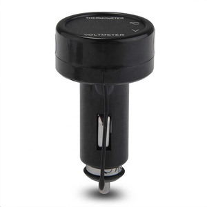Voltmètre numérique pour voiture 12V <span class=keywords><strong>24V</strong></span>, thermomètre, style allume-cigare, 2 en 1, moniteur de batterie, voltmètre, thermomètre - Product Image 6