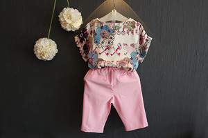 Vêtements pour tout-petits en gros : Ensemble décontracté avec chemisier à manches courtes et pantalon court - Product Image 2