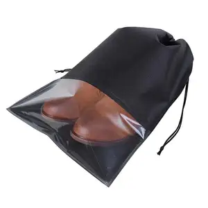 Sac à chaussures non tissé à faible MOQ, sac à cordon pour voyage, organisateur de chaussures transparent - Product Image 1