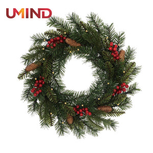 Single home supermarket Pvc Red berries wreath Christmas decorative - Product Image 2