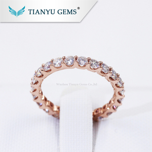 Tianyu 14 K/18 k oro rosa U Ajuste de banda de 2,5mm redondo Corazón y flecha anillo anillo de compromiso de la banda - Product Image 1