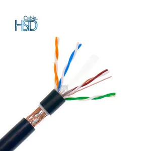Water Resistant Cat6 Cat6A Outdoor Electrical SFTP Cable Double Jacket 4pr 23AWG 0.56ミリメートルCat 6 6A Waterproof Cables