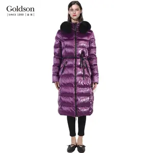 Glänzende weibliche Mode Puffer jacke Echt fuchs Pelz Winter Daunen mantel für Frauen