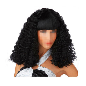 Qualité Noir Couleur <span class=keywords><strong>Disco</strong></span> Déguisement Costume Femmes Synthétique Parti <span class=keywords><strong>Perruques</strong></span> HPC-1172 - Product Image 1