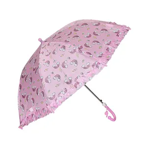 Colorido divertido lindo Auto abierto niños paraguas de plástico empuñadura curva al aire libre los niños paraguas