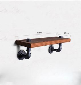 المطاوع أنبوب حديد رف علوي الحنين خمر خشبية رفوف الإبداعي رفوف الحائط - Product Image 2