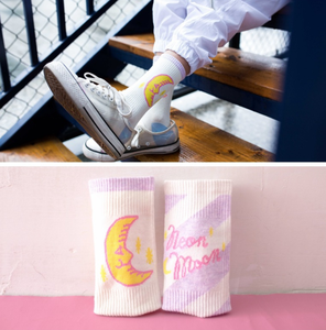 Chaussettes en coton pour femmes, motif lune, harajuku, tube haut, <span class=keywords><strong>de</strong></span> rue, mignonnes - Product Image 3