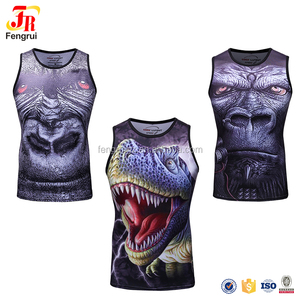 Ropa de los hombres 3 <span class=keywords><strong>D</strong></span> impresión compresión DC Comics Marvel King Kong y Tyrannosaurus rex chaleco para correr - Product Image 1