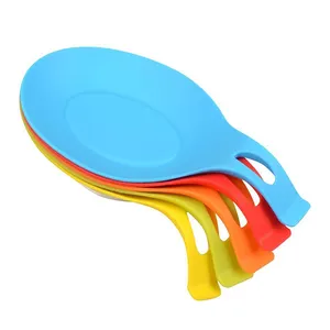 online New Design Kitchen Silicone Spoon Rest Almond-Shaped Silicone Kitchen Utensil Rest Ladle Spoon Holder