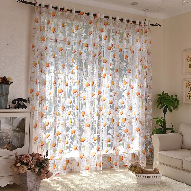 Moderna Stampato Fiore Puro Tende per la Camera Da Letto Soggiorno Cucina Tulle Sheer Tende Decorative per la Finestra Tenda Della Porta