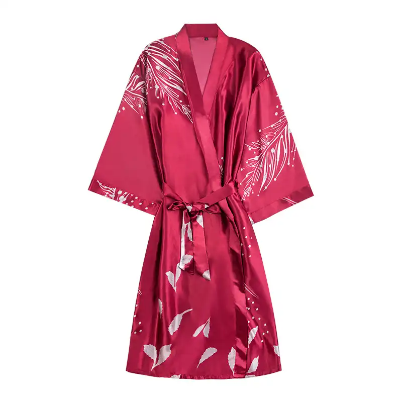 Frauen günstige floral seide wie satin sexy lange kimono kleid robe