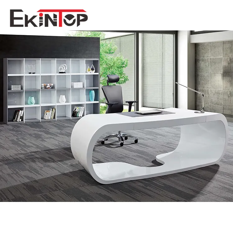 Ekintop office furniture european style antique wood PU decoration executive office desk