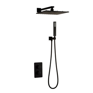 Doble función de temperatura constante negro mate LED lluvia cascada <span class=keywords><strong>baño</strong></span> termostático ducha de lluvia <span class=keywords><strong>grifo</strong></span> - Product Image 1