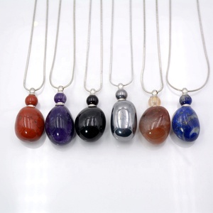Natural Gemstone Perfume Bottle <strong>Necklace</strong> Rose Quartz Pendant <strong>Amethyst</strong> Magical Medicine Bottle Essential Oils Diffuse <strong>Necklaces</strong> - Product Image 3