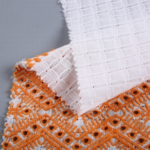 Buena calidad individual frontera algodón ojal camisa dobby tela con calado de bordado - Product Image 3