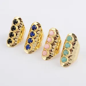 ZG0394 Real gold plated natural stone ring women Wholesale ladies rings jewelry women
