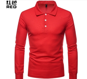 Los nuevos hombres de casual camisas de golf dri fit color sólido largo de manga larga de gran tamaño llano camisa <span class=keywords><strong>polo</strong></span> - Product Image 5