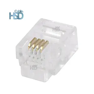 Prise/connecteur <span class=keywords><strong>RJ11</strong></span> 6P4C <span class=keywords><strong>pour</strong></span> câble de téléphone toronné 50 pièces/paquet - Product Image 1