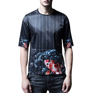 2019 nuevo diseño de cuello redondo en blanco de vuelta suerte <span class=keywords><strong>Koi</strong></span> peces impresos sublimación Camiseta para los hombres - Product Image 1