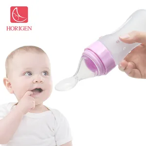 Botella de alimentación de silicona apretar bebé cuchara con dispensador de comida para bebé recién nacido Niño