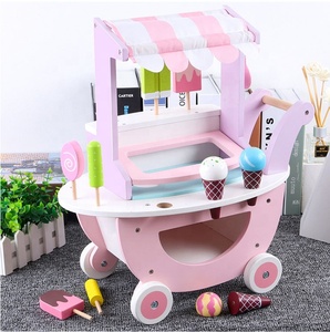 Mini juego de hielo de madera tienda de helados camión empujar helado tienda Carro de juguete - Product Image 3