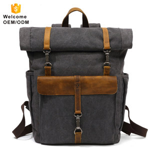 Fabricant Fournir Rouleau Top Vintage Toile Sac À Dos Pour Ordinateur Portable - Product Image 5