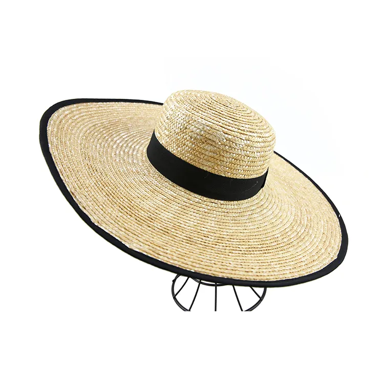 Large wide brim women summer straw wholesale fedora ladies floppy beach hat