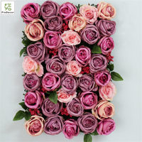 Vente en gros, offre spéciale, panneau mural rose pivoine fleur artificielle rouge pour décoration de salon de beauté, de fête de mariage et d'anniversaire