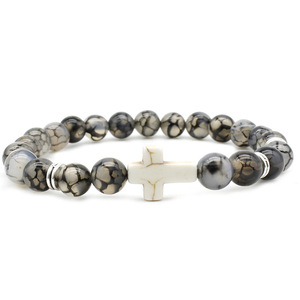 Pulsera de Piedra Natural con Cruz Blanca, Joyería Cristiana de Energía - Product Image 3