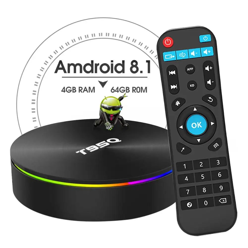 Amlogic-TV Box brasileña con WiFi, Android 8,1, Amlogic S905X2 T95Q, 4GB, 32GB, 2,4/5,8 GHz, precio barato