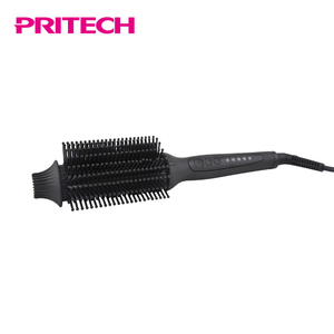 PRITECH nuevo revestimiento de cerámica 2 en 1 Control de temperatura plancha de pelo rizador de hierro con cepillo - Product Image 1