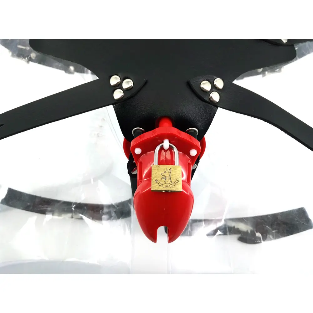 FAAK 10cm rojo CB6000 jaula de plástico uretral Dispositivo de Castidad para hombre llavero pene jaula sexo al por mayor juguetes de cinturón de castidad.