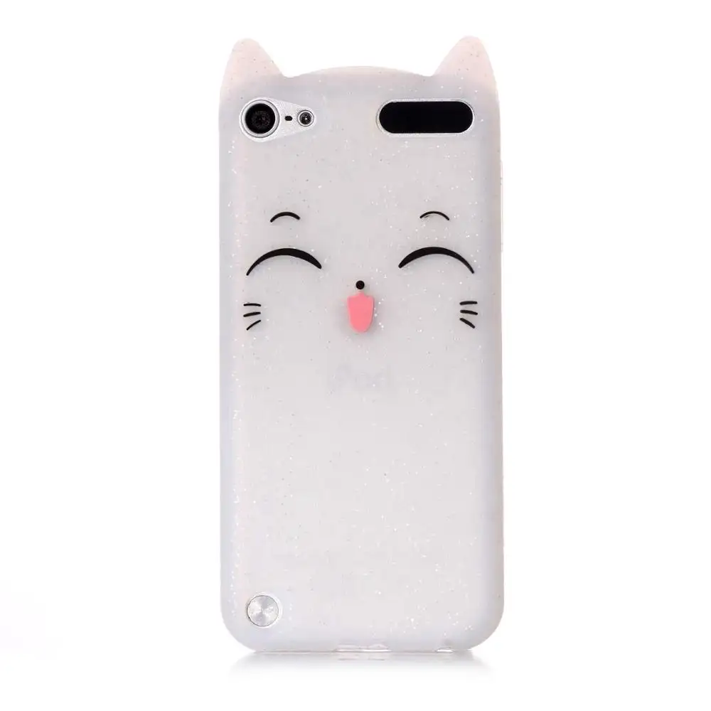 Cute 3D Cartoon Kitty White Cat Soft Silicone Rubber Phone Cover Case for iPod Touch 5 Generation/iPod