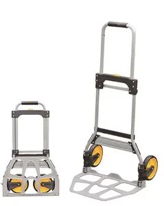 Staal Tall Zware Vouwen Hand Truck, Staal Vouwen Handkar, 2 Wielen Opvouwbare Hand Trolley