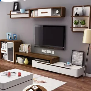 wooden living room wall shelf