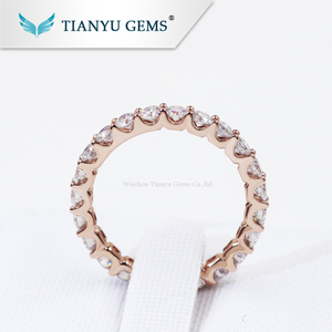 Tianyu 14 K/18 k oro rosa U Ajuste de banda de 2,5mm redondo Corazón y flecha anillo anillo de compromiso de la banda - Product Image 2