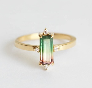Full Customized Fine <strong>Jewellery</strong> <strong>Yellow</strong> Gold Plated 2.5mircon Sterling Silver Tourmaline Jewelry Ring - Product Image 1