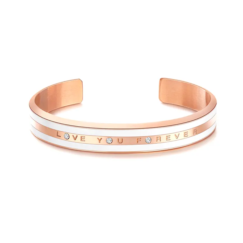 New Arrivals Valentine Mother's Day Gifts Forever Love Open Cuff Enamel Bangle