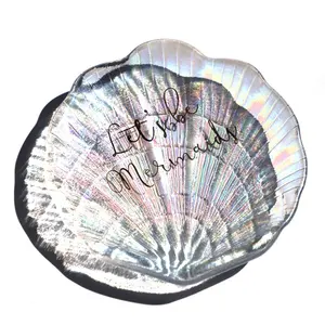 Symphony shell dish glass dishes plate colorful mermaid letters shell glass shape dish