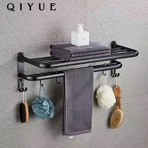 New modern accessori per il bagno in ottone qualità montato a parete di colore <span class=keywords><strong>nero</strong></span> orb finito asciugamano pieghevole cremagliera - Product Image 1
