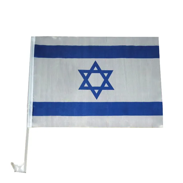 Stok grosir 12 ''x 16'' 30x40cm pemotong panas bendera mobil ISR Israel untuk mobil otomatis