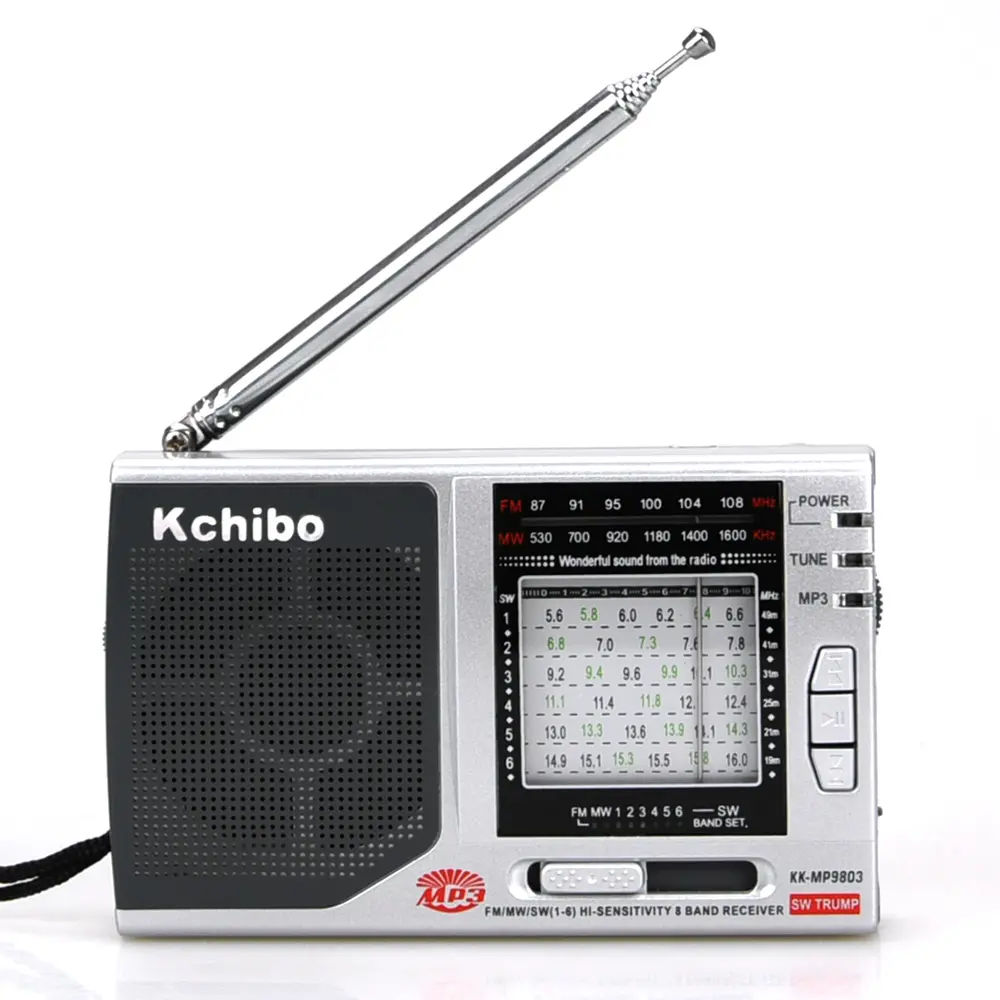 China OEM manufacturer with um1 battery FM/MW/SW1-6 8 band Kchibo radio with MP3 player